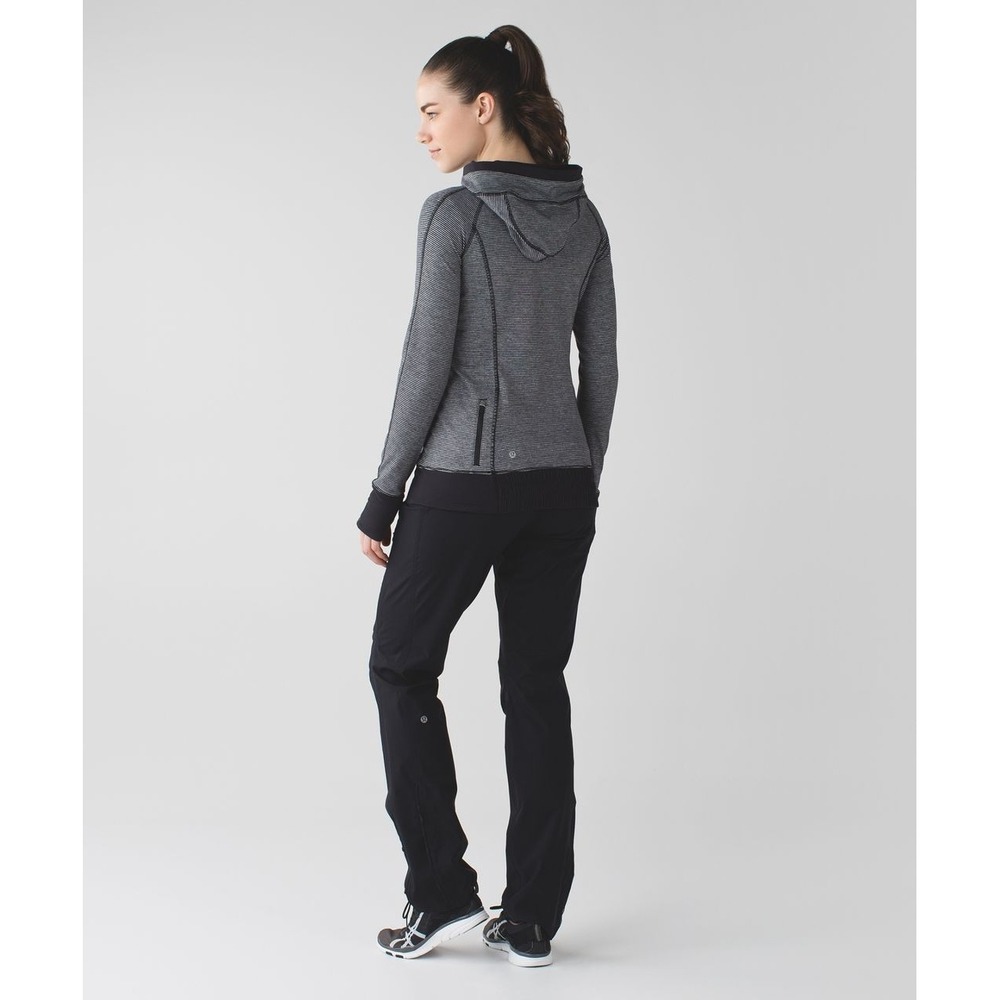 Lululemon Sweatshirt Womens 8Think Fast Pullover Heather Slate Stripe Yoga